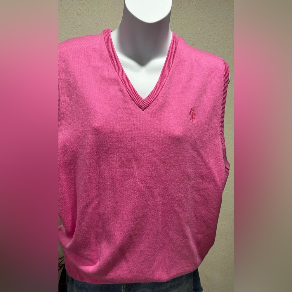 Polo Golf by Ralph Lauren Pink V-Neck Sweater Vest size M great condition